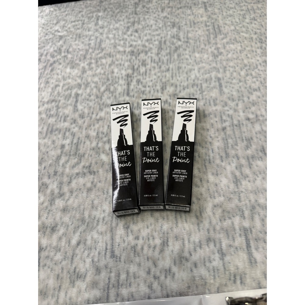 NYX Professional Makeup Thats The Point Super Edgy Liquid‎ Eyeliner Black 3 pack